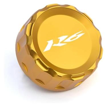 Imagem de BYYINGSUS Acessórios de motocicleta Peças universais personalidade tampa de copo de óleo de freio traseiro tampa decorativa do tanque compatível com Y&AMAHA YZF R1 R3 R6 (ouro R6)