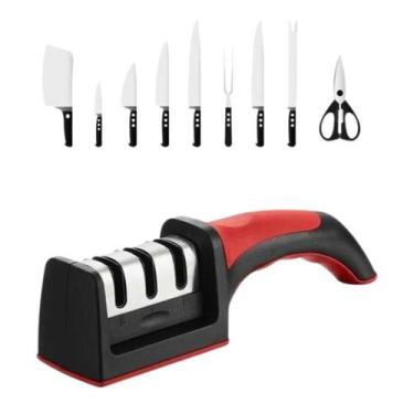 Imagem de Afiador De Faca Amolador De Pedra 3 Opções De Afiar Profissional - 123