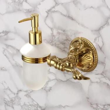 Imagem de Toalheiro europeu clássico banhado a ouro, saboneteira esculpida antiga para banheiro, acessórios de ferragens de banheiro G, prateleira de vidro (dispensador de sabão)