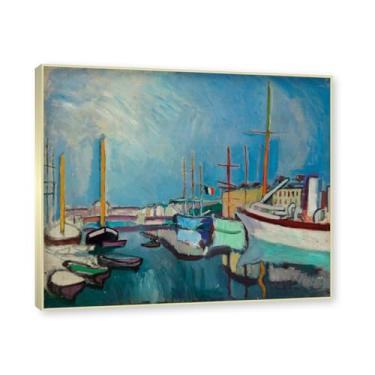 Imagem de NHLDZYH Moldura de champanhe. Impressões Raoul Dufy, (belo cenário 10), pôster de viagem vintage, arte impressionista, imagem de arte de parede em tela para decoração de casa. 40 x 48 cm-15,7 x 18,9