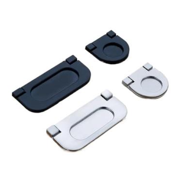 Imagem de CXYFQUUK Puxadores de porta de armário ocultos de liga de zinco puxadores embutidos para quarto guarda-roupa porta tatami puxadores de móveis ferragens 2 peças (preto G)