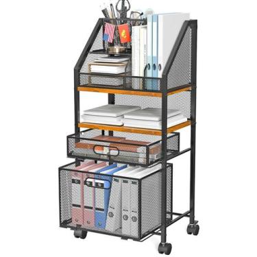 Imagem de Carrinho de arquivo rolante SRJZMLY 39x27x80 cm, malha de madeira com 