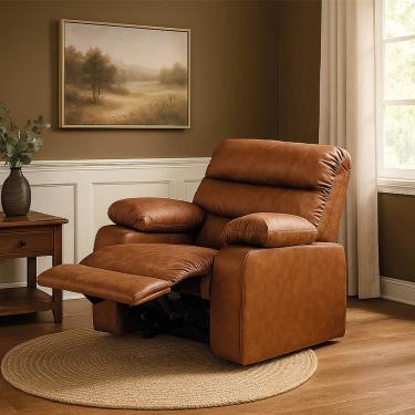 Imagem de Poltrona do Papai Reclinável Retrátil Naaman Sintético PU Nozes K01 - D'Rossi