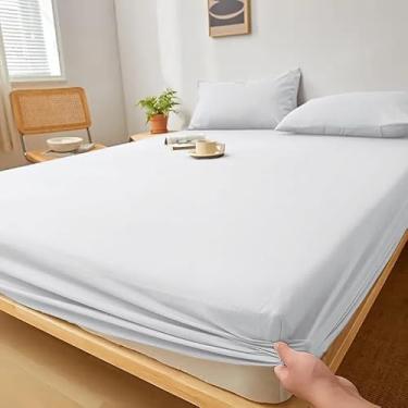 Imagem de Jogo de Lençol Antiácaro e Anti-Pilling com Elástico - Roupa de Cama Casal, Queen e King, Toque Macio e Confortável(BRANCO,CASAL 3 PEÇAS)