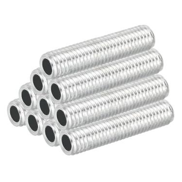 Imagem de Tubo de lâmpada de aço carbono com rosca M8, conjunto de 10 35 mm/1,38 pol. Adaptador de rosca oco Ferragens para lâmpadas lustre luz de teto DIY, revestimento de zinco branco