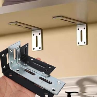 Imagem de 1 peça de suporte de canto de ângulo de 90 graus de aço inoxidável fixador de porta de móveis suporte de junta de armário com parafuso, 8 x 4 x 3 cm (preto)
