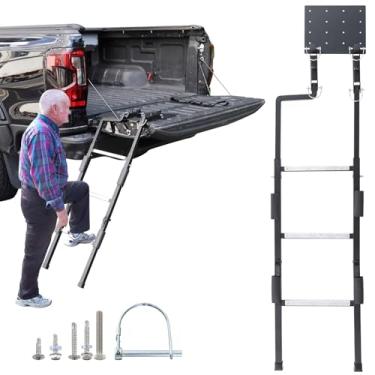 Imagem de Escada de porta traseira para caminhonete, resistente, fácil instalação, degraus de porta traseira, adequado para idosos, escada de cama de caminhão com degraus antiderrapantes, sem ruído, acessórios