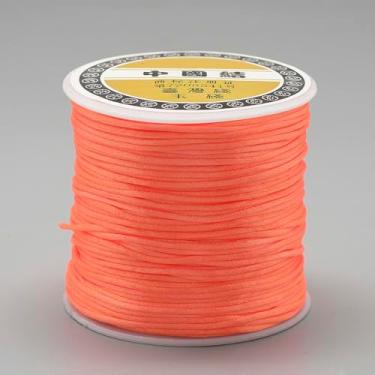 Imagem de 1 rolo de fio de nylon de 1 mm, cordão de cetim de rabo de rato, material para fazer você mesmo, cordão de nylon para colar, pulseira, joias, artesanato feito à mão, 70 m (laranja escuro)
