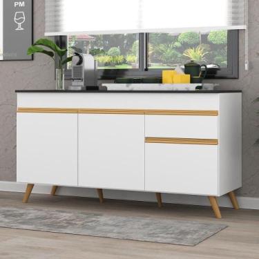 Imagem de Balcão Cozinha Gabinete Pia 150 Cm 3 Portas Gw Mp3740 Branco - MULTIMO