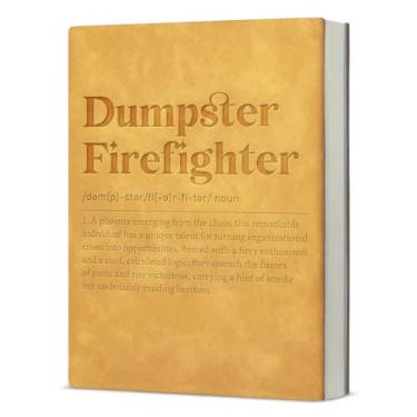 Imagem de Caderno engraçado de agradecimento do diário do bombeiro do lixo presentes para chefe líder colega de trabalho, caderno de redação com definição de bombeiro - laranja