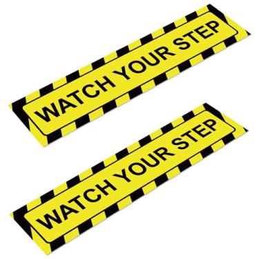 Imagem de 2 peças Watch Your Step, adesivo autoadesivo de vinil à prova d'água Cuidado com fita adesiva, decalque de piso de segurança para negócios, local de trabalho, áreas públicas, uso interno e externo