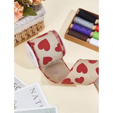 Imagem de Fita de poliéster com padrão de coração de 4,37 metros, fita de embrulho de presente de 63 mm com carretéis vazios de plástico bronze acessório de embalagem DIY para embrulho de presente decorações de