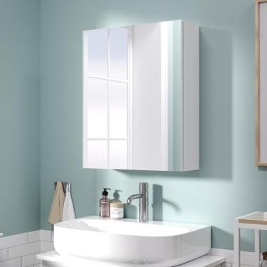 Imagem de Réflexon Armário de parede de banheiro de 51 x 40 cm, armário de armazenamento econômico, armário de remédios com 1 porta e prateleiras ajustáveis, branco (montagem necessária)