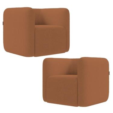 Imagem de Poltrona Para Sala De Estar Decorativa Kit Com 2 Maggie Z08 Boucle Terracota - Mpozenato