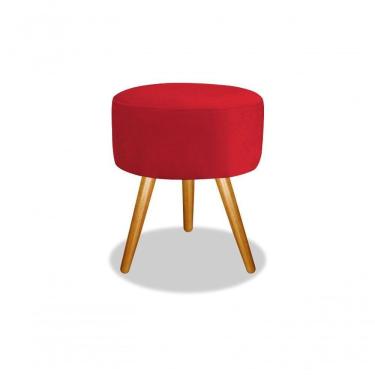 Imagem de Puff Puf Banqueta Madri Suede Vermelho Decoração De Sala Top