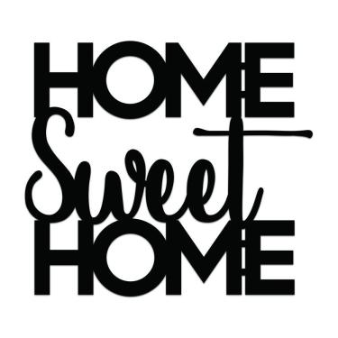 Imagem de Placas Quadros Decorativos Home Sweet Home 3d Em Mdf 3mm Cor Preto
