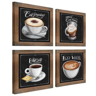 Imagem de Quadro Decorativo Café Expresso Padaria 20X20Cm 4 Un Ypê