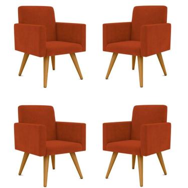 Imagem de Kit 04 Poltronas Decorativas Escritório Recepção Terracota