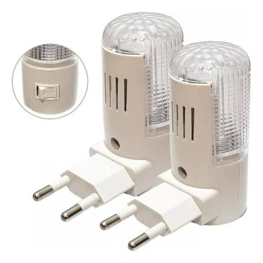 Imagem de 2X Kit 02 Mini Abajur Luminária Tomada Luz Noturna Led Cor D