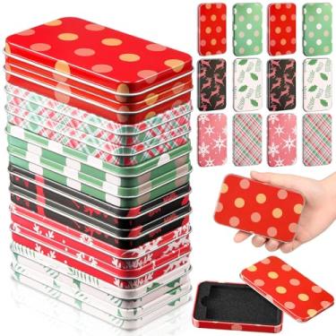 Imagem de Zhengmy 36 porta-cartões de presente de Natal, caixas de cartão de presente de lata, porta-caixas de metal fofas de Natal com tampas para guardar meias de Natal, lembrancinhas de festa