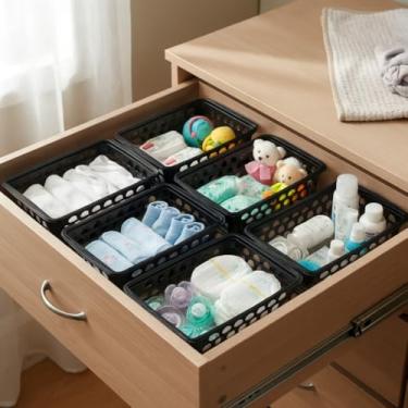 Imagem de Kit 6 Cestos Organizador Pequeno Gaveta Armário Bebê Pratico