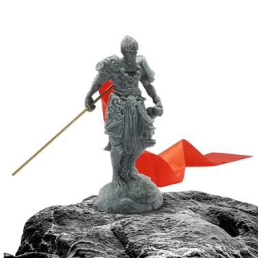 Imagem de DUZFOREI Estátua Wukong do sol do aquário, estatueta decorativa do rei macaco para aquário e jardim, artesanato em miniatura de arenito para decoração de casa