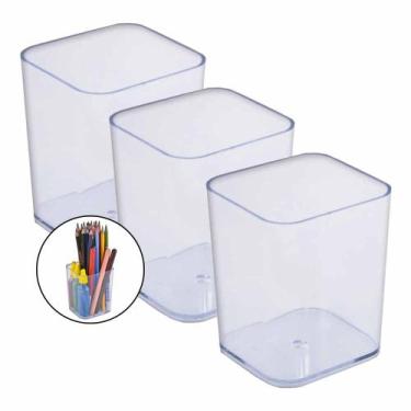 Imagem de Kit 3 Organizador De Mesa Lápis Maquiagem Pincel Algodão Dello - Delo