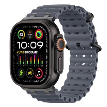 Imagem de MoKo Pulseira Ocean Band compatível com Apple Watch Ultra 3/2/1 de 49 mm, pulseira esportiva de silicone atualizada de 46 mm, 45 mm e 44 mm, para homens e mulheres, séries 11/10/9/8/7/6/5 SE3/2/1