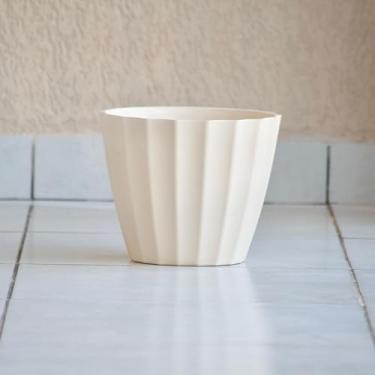 Imagem de Vaso de Planta Decoração Casa Jardim Bojo Cacau Injetado 23x27 Liso Luxo Estiloso (Bege)