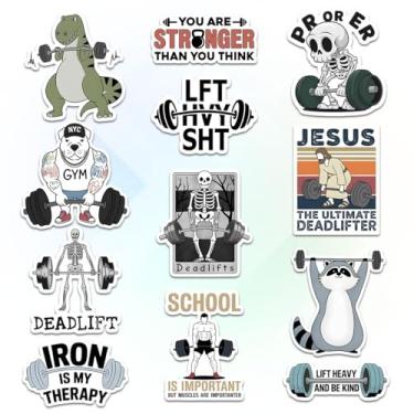 Imagem de Conjunto de 12 adesivos Deadlift, citações engraçadas de ginástica e fitness como Iron is My Therapy and You are Stronger Than You Think, adesivos para laptop, garrafa, equipamento de halterofilismo