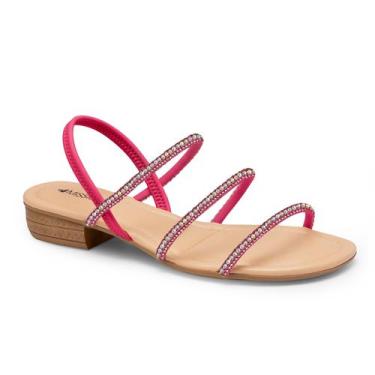 Imagem de Sandália Mississipi Me093c Rasteira Tiras Brilho Confortável, Pink, 36