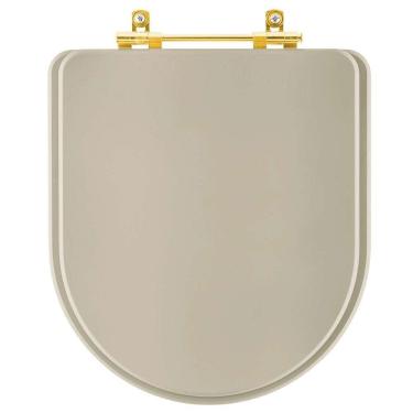 Imagem de Assento Sanitario Poliester Carrara Bege Saara Para Vaso Deca Com Ferragem Dourada