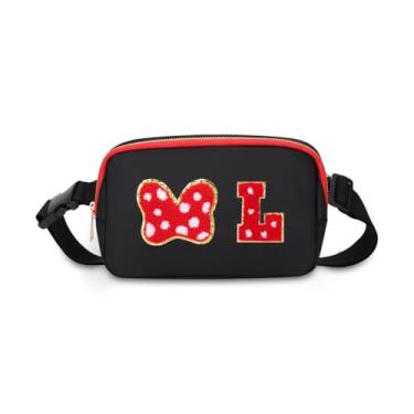 Imagem de Pochete com laço de mouse com letra inicial, presentes fofos de aniversário de Natal para meninas, filhas, mulheres, bolsa transversal à prova d'água para meninas, bolsa de cinto personalizada para