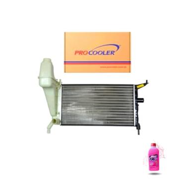 Imagem de Kit Radiador GM Celta 1.0 1.4 00/06 Sem Ar + Aditivo Radiador Visconde RV Extra Rosa