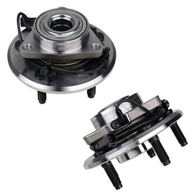 Imagem de KUSATEC 515113 2 peças de rolamento de roda dianteira e conjunto de cubo compatível com picape Dodge Ram 1500 Crew Cab, Pickup de cabine padrão 2006 2007 2008, parafusos de 5 pinos com ABS