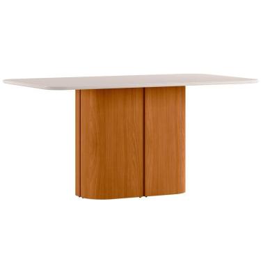 Imagem de Mesa De Jantar Para 6 Lugares 160cm Tampo Mdf Com Vidro Serena Ypê/off White - New Ceval