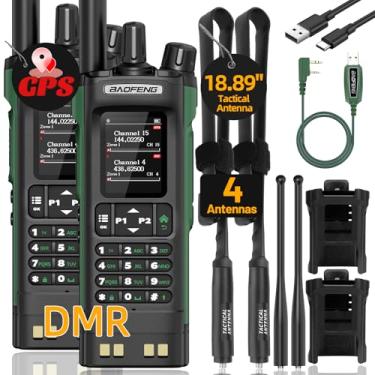 Imagem de BAOFENG Rádio DM32 DMR Rádio amador portátil recarregável Walkie Talkies DM32UV Rádio bidirecional DM32UV Rádio meteorológico NOAA com GPS, carregador USB-C de bateria de frequência de cópia com