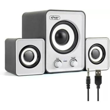 Imagem de Mini Caixinha Caixa de Som C/ Subwoofer USB Som Estéreo 12W RMS P2 3.5