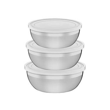 Imagem de Jogo de Potes Tramontina Freezinox em Aço Inox com Tampa Plástica 3 Peças