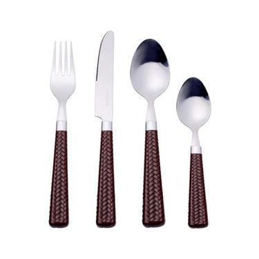 Imagem de Faqueiro 24 Peças Dynasty Wicker em Aço Inox - Marrom