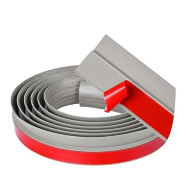 Imagem de Fenteer Faixa de junção de piso de 2 m, faixa de transição para carpete, laminada para soleira de porta, Textura de Madeira Cinza