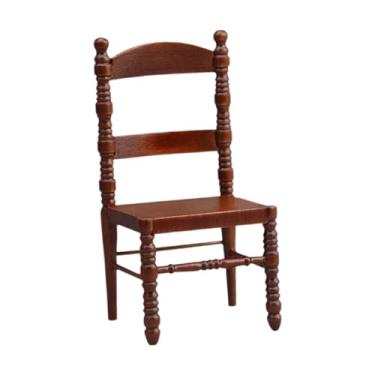 Imagem de predolo Móveis em miniatura para casa de bonecas em escala 1:12, cadeiras de madeira para sala de estar.