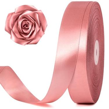 Imagem de Jutieuo 100 metros de 2,5 cm fita de cetim de ouro rosa, fita de tecido de artesanato sólido para embrulho de presente de Natal, fabricação de laços, buquê de flores, decoração de festa de casamento