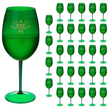 Imagem de Taças Vinho Acrílico 600ml Boas Festas Taça Vinho 30pçs - NEOPLAS, VER