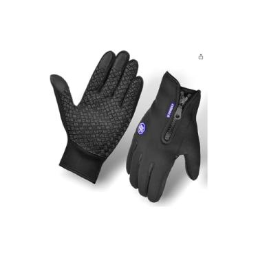 Imagem de Luva Térmica de Inverno, Material Poliuretano e Lã, Cor Preta, Tamanho Único, 23x11cm, 90g, 1 Par Incluído