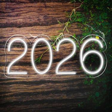 Imagem de Painel Neon Led 2026 Decoração Para Festa Ano Novo Reveillon - OntheLi