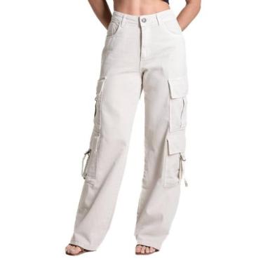 Imagem de Calça Sarja Sawary Wide Leg - 280482 - bege 44, Bege, 44