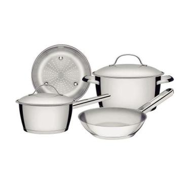 Imagem de Jogo De Panelas Tramontina Allegra Em Aço Inox Com Fundo Triplo 4 Peça