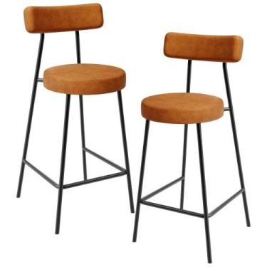 Imagem de Kit 02 Banquetas Baixa Para Cozinha Sala De Jantar Bar Bancada Milão L