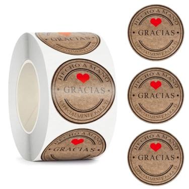 Imagem de 500Pcs Valentines Stickers Roll Decorations Red Heart Thank You Circle Decals for Cards Gift Hearts Labels Stickers for Envelopes 1.38IN Baking Cake Gift Tags Decor for Envelope Seal